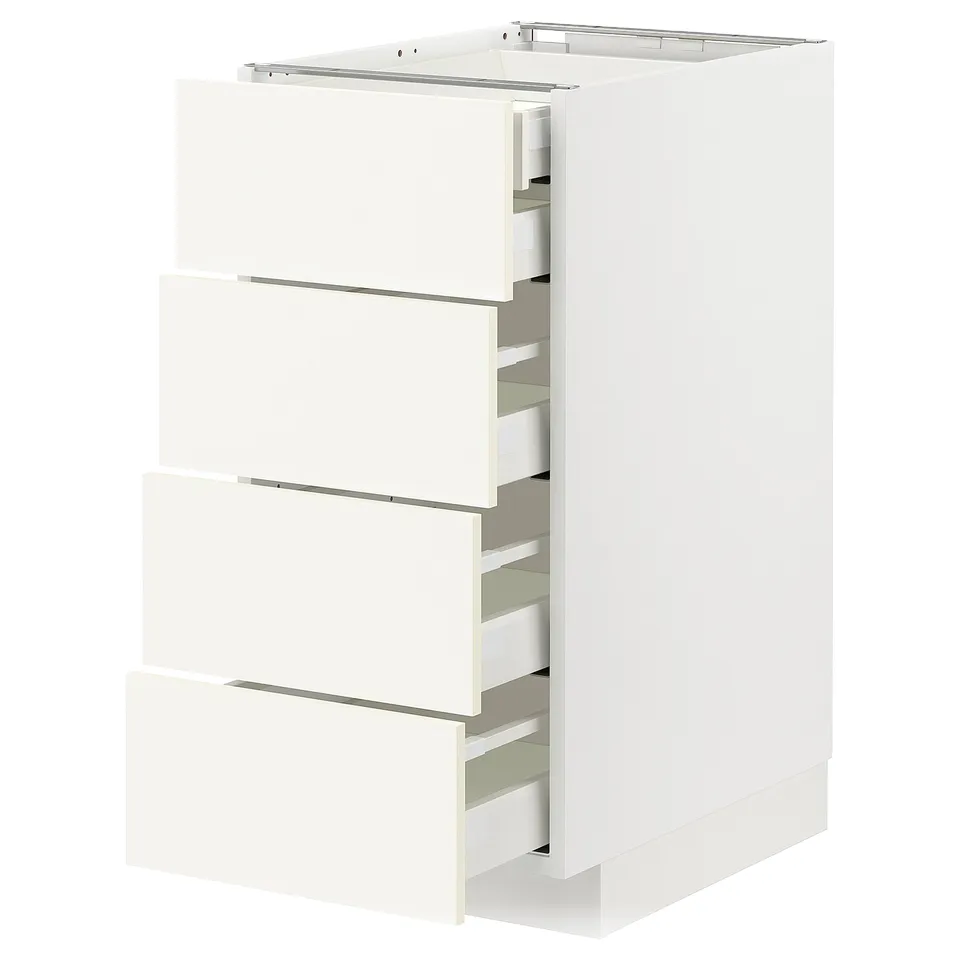 METOD white kitchen cabinet with 4 soft-close drawers.