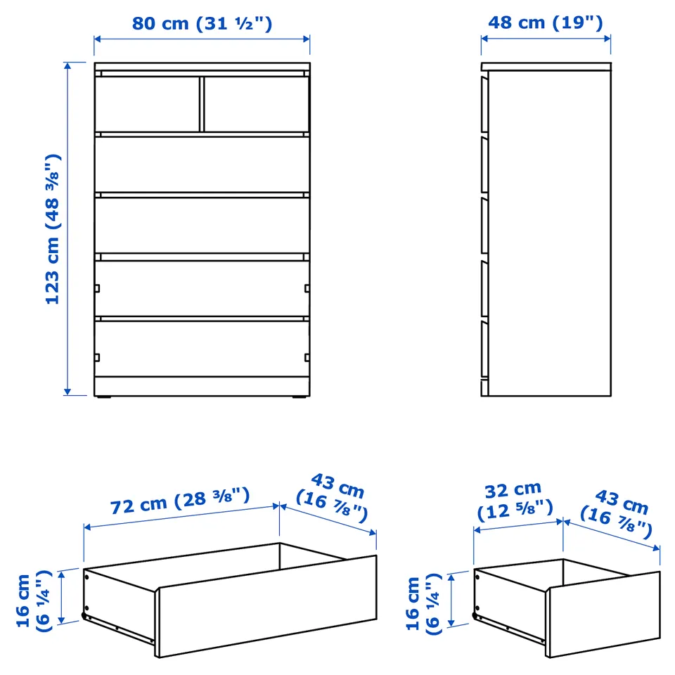 part: MALM chest of 6 drawers