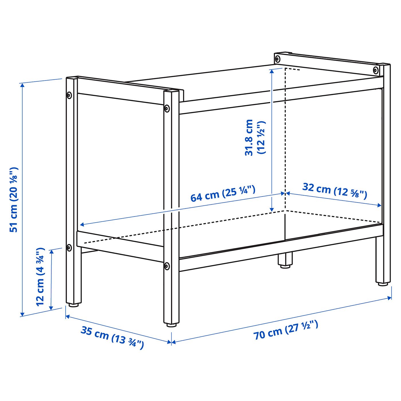 Illustration with measurements for the product: EKENABBEN.