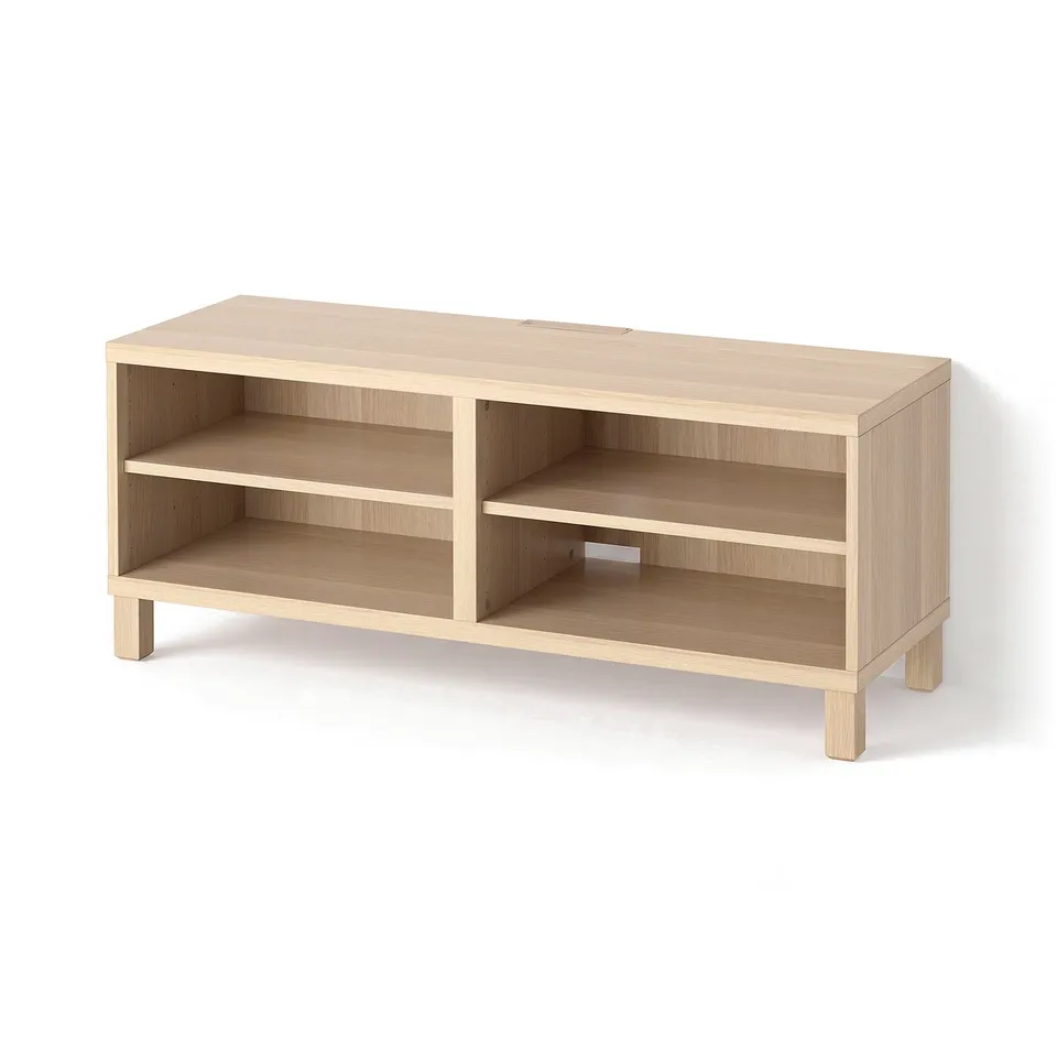 BESTÅ TV bench, white stained oak effect, 120x40x48 cm