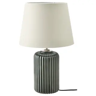 SNÖBYAR table lamp, grey-turquoise ceramic/grey, 52 cm