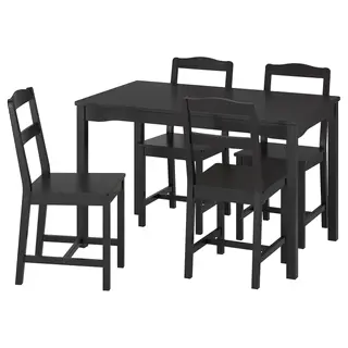 HÄGERNÄS table and 4 chairs, black stained pine
