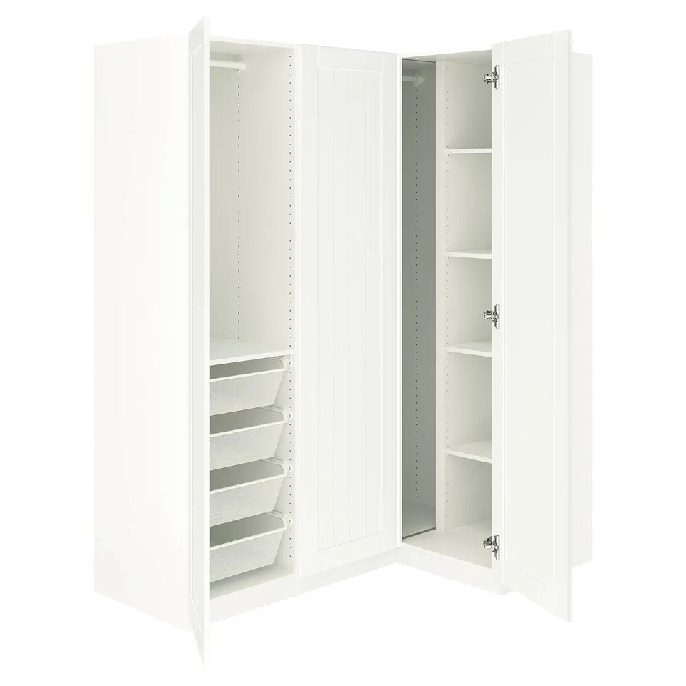 PAX / GULLABERG Corner wardrobe, white/white, 161/111x201 cm