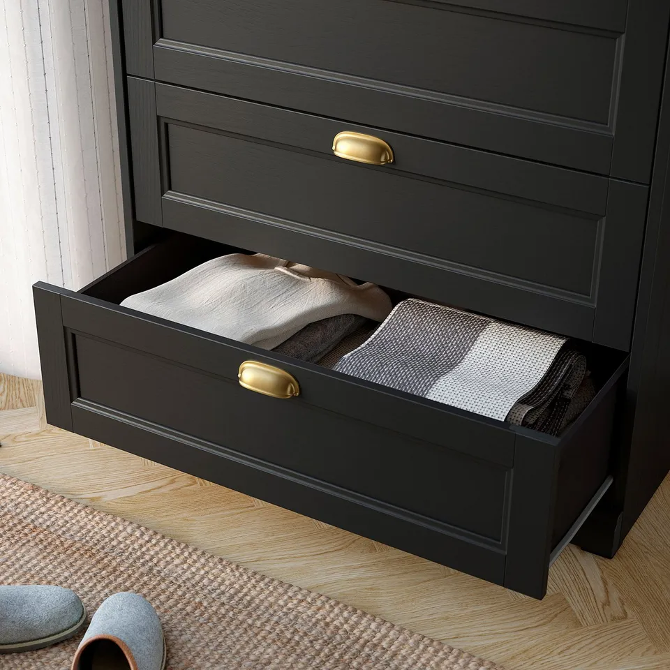 FÅGELFJÄLLET Chest of 6 drawers, black oak effect, 82x51x123 cm