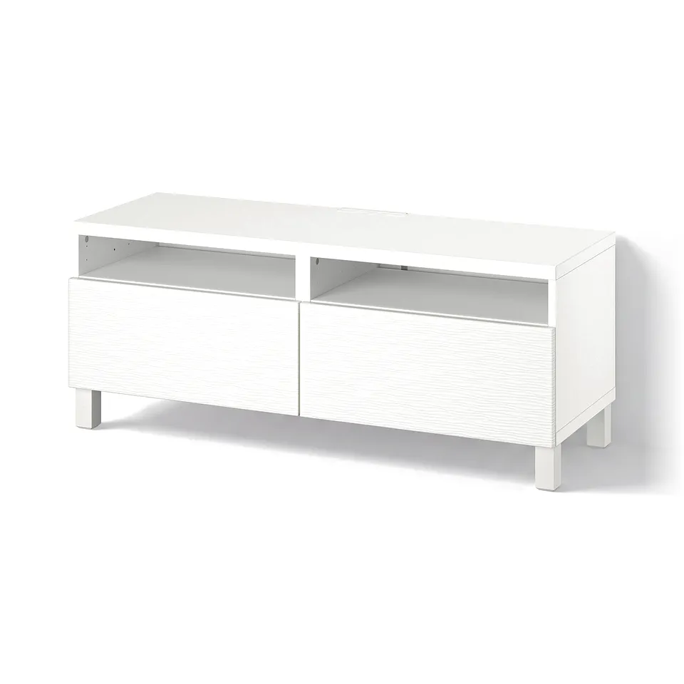 BESTÅ TV bench with drawers, white/Laxviken/Stubbarp white, 120x42x48 cm
