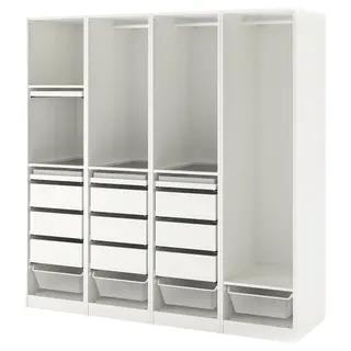 PAX wardrobe combination, white, 200x58x201 cm