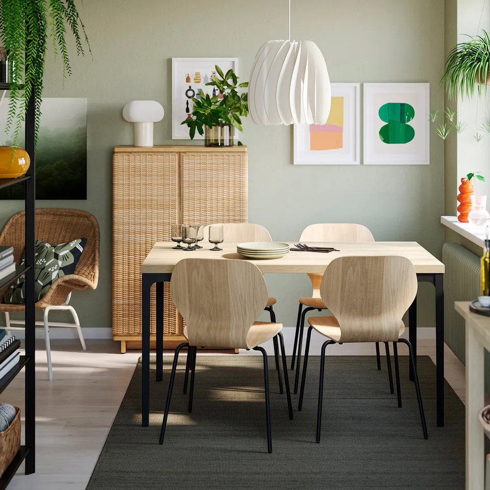 SKÅLSTA Chair, oak veneer/tubular metal/black-grey