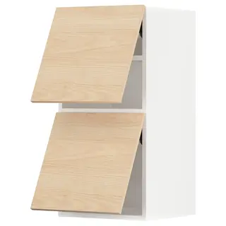 METOD wall cabinet horizontal w 2 doors, white/Askersund light ash effect, 40x37x80 cm