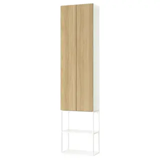 ENHET storage combination, white/oak effect, Width 60 x Depth 32 x Height 255 cm