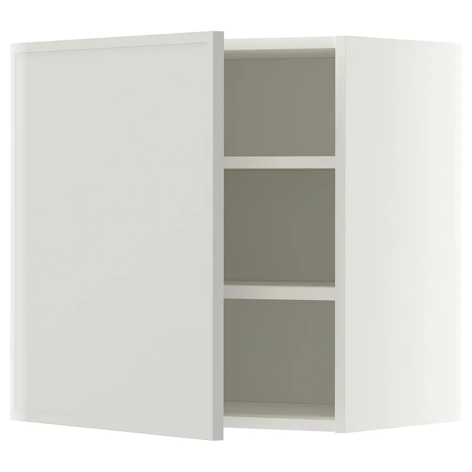 METOD Wall cabinet with shelves, white/Aspudden light grey, 60x37x60 cm