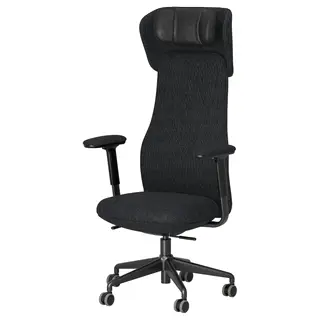 GRÖNFJÄLL office chair with arm/headrest, Letafors grey/black, Width 71 x Depth 71 cm