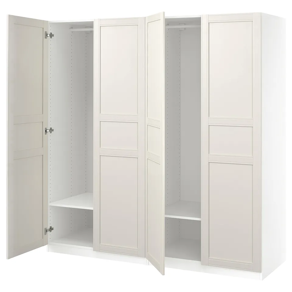 PAX / FLISBERGET Wardrobe, white/off-white, 200x60x201 cm