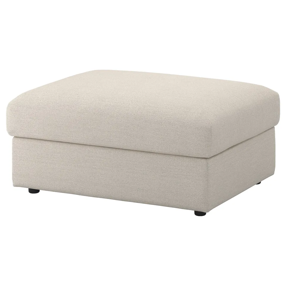 Ikea VIMLE ottoman, beige, square, upholstered, fabric.
