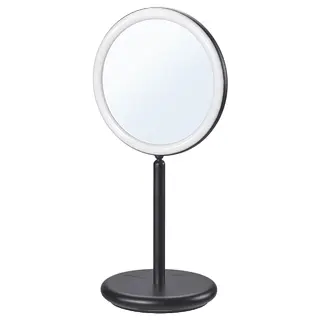 EKFÄNN table mirror w integrated lighting, dimmable/black, Length 40 cm
