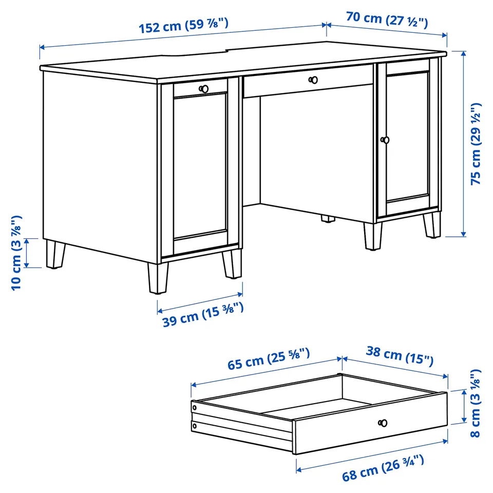 Illustration with measurements for the product: IDANÄS.