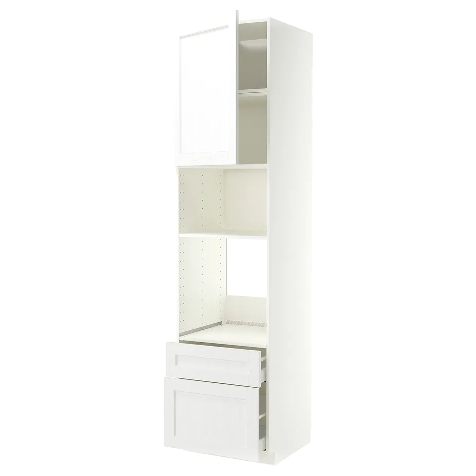 METOD / MAXIMERA High cabinet f built-in appliances, white Enköping/white wood effect, 60x60x240 cm