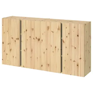 IVAR wall cabinet with doors, pine, 160x30x83 cm