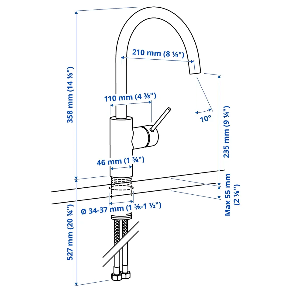part: SALLSJÖN kitchen mixer tap single side lever