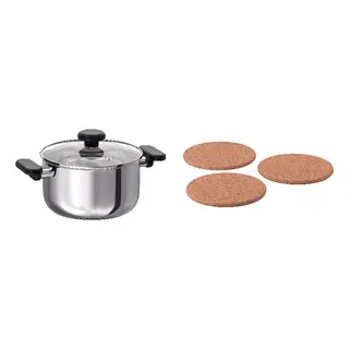 HEAT/MIDDAGSMAT set: pot with lid + pot stand
