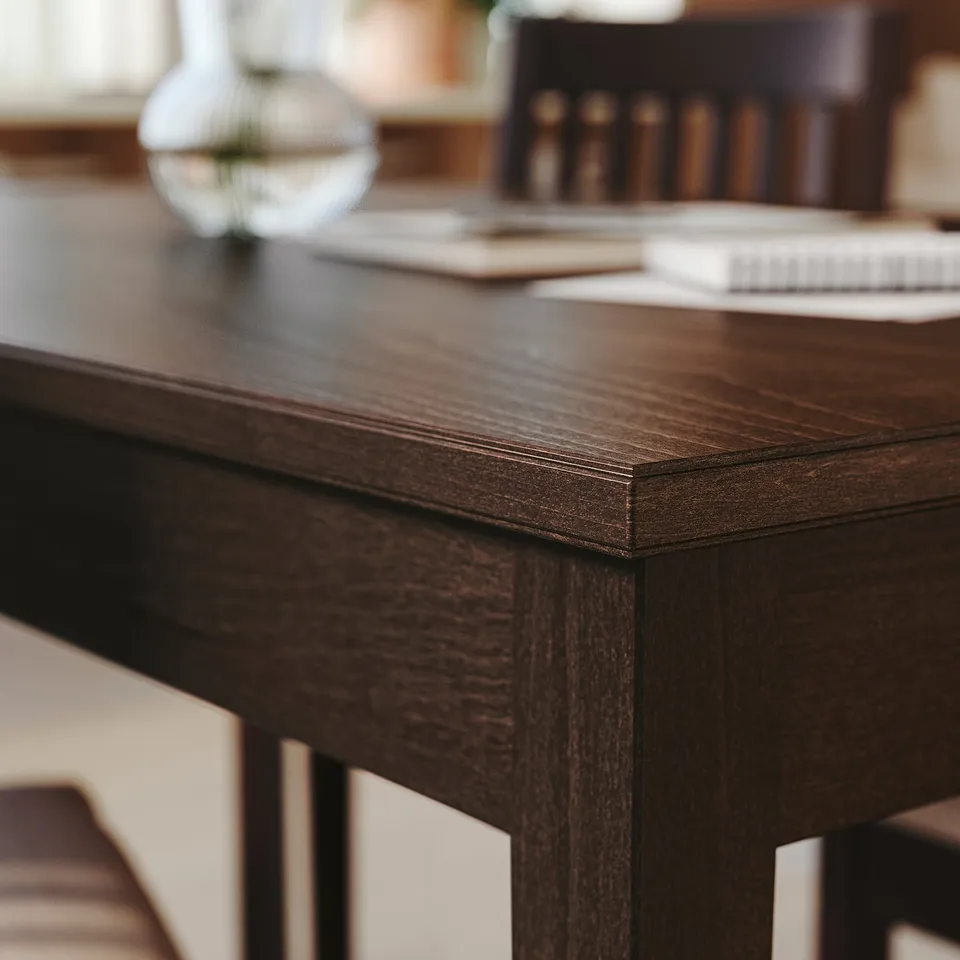 NÄSINGE / BERGMUND Table and 4 chairs, dark brown stained beech veener/Gunnared medium grey black, 130x80 cm