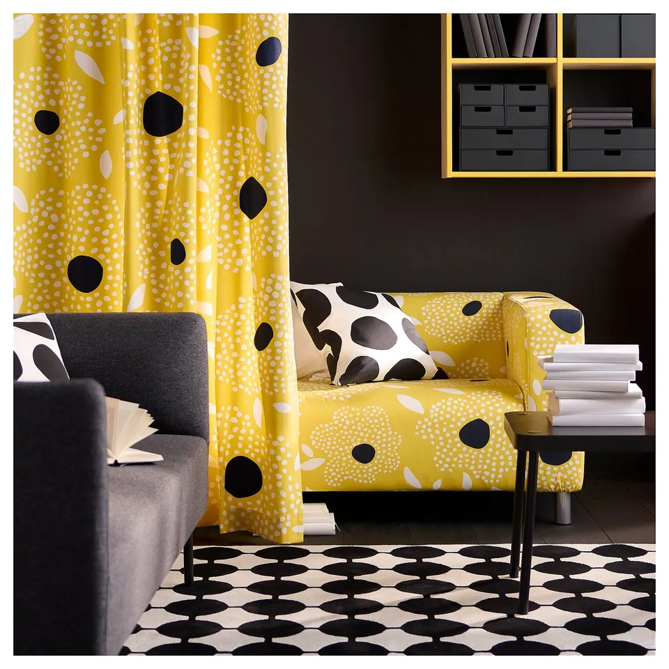 KLIPPAN 2-seat sofa, Tingetorp yellow/white/floral pattern