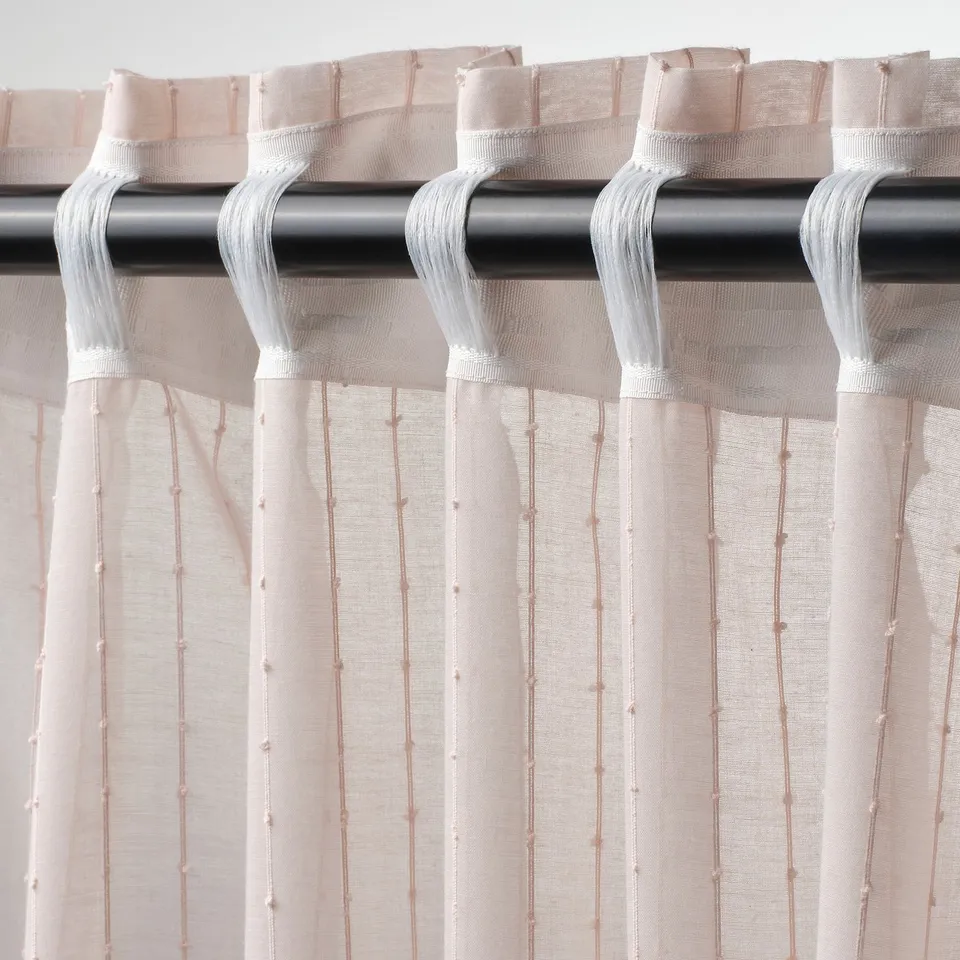 MATILDA Sheer curtains, 1 pair, pale pink/with heading tape, 145x160 cm
