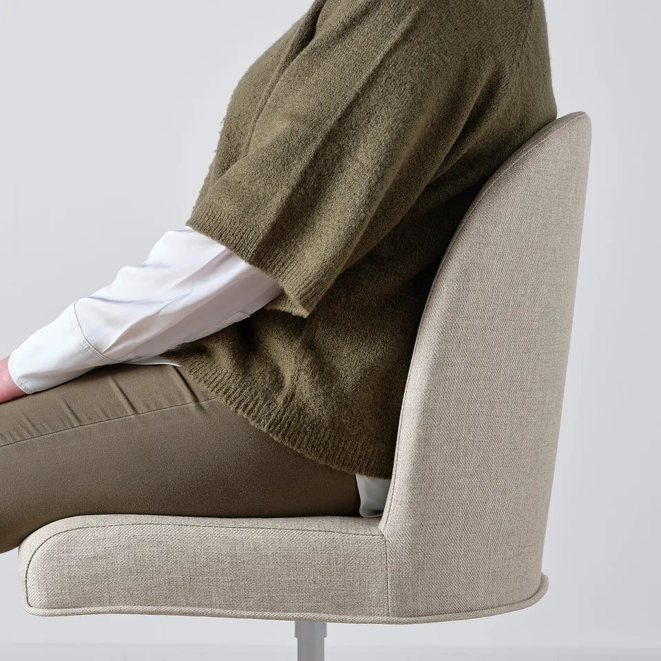 ROSENTORP Swivel chair, white/Kilanda light beige