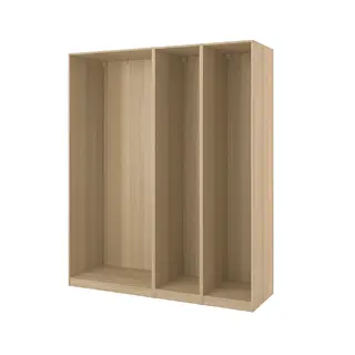 PAX 3 wardrobe frames, white stained oak effect, Width 199.6 x Depth 58.0 x Height 236.4 cm
