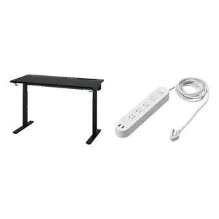 KOPPLA/MITTZON set: desk + 4-way socket with 2 USB ports
