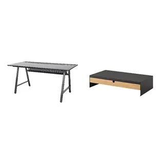 UTESPELARE/ELLOVEN set: gaming desk + monitor stand with drawer