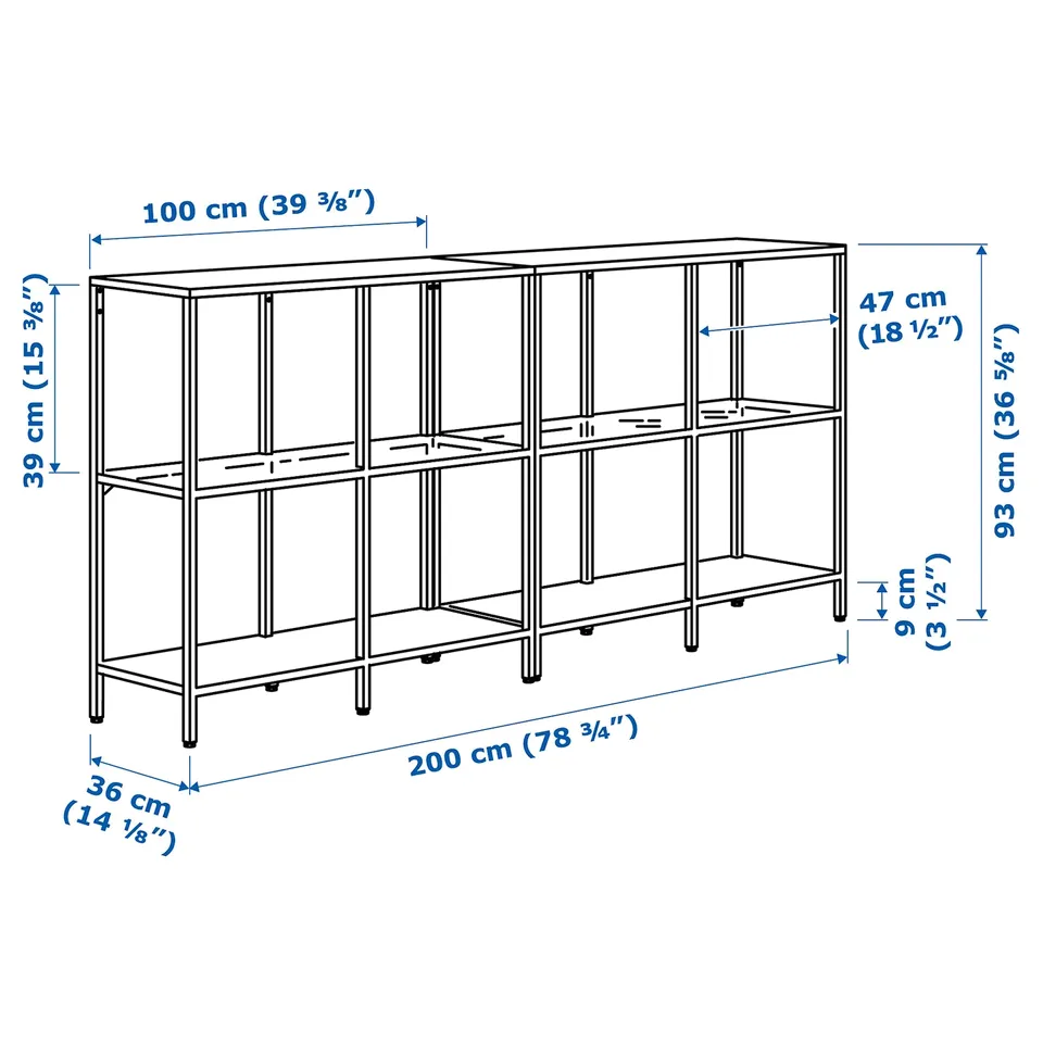 Illustration with measurements for the product: VITTSJÖ.