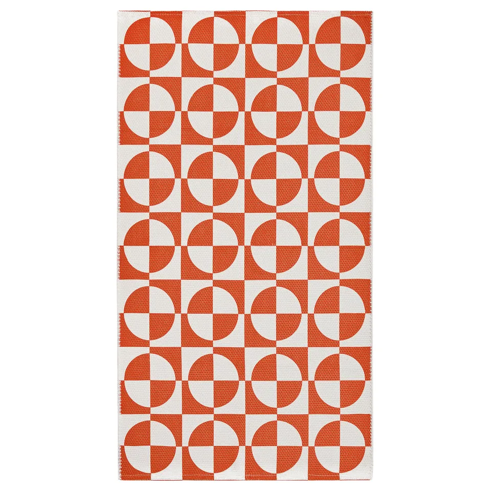 PUBLIKVÄRD Rug, flatwoven, orange/circle pattern, 80x150 cm