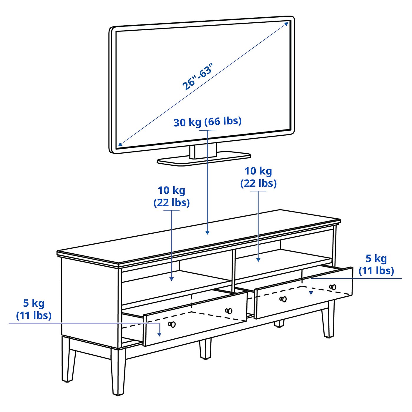 Illustration with measurements for the product: IDANÄS.