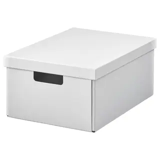 FJÄDERHARV storage box with lid, white, 25x35x16 cm