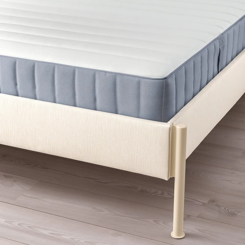 part: TÄLLÅSEN upholstered bed frame with mattress