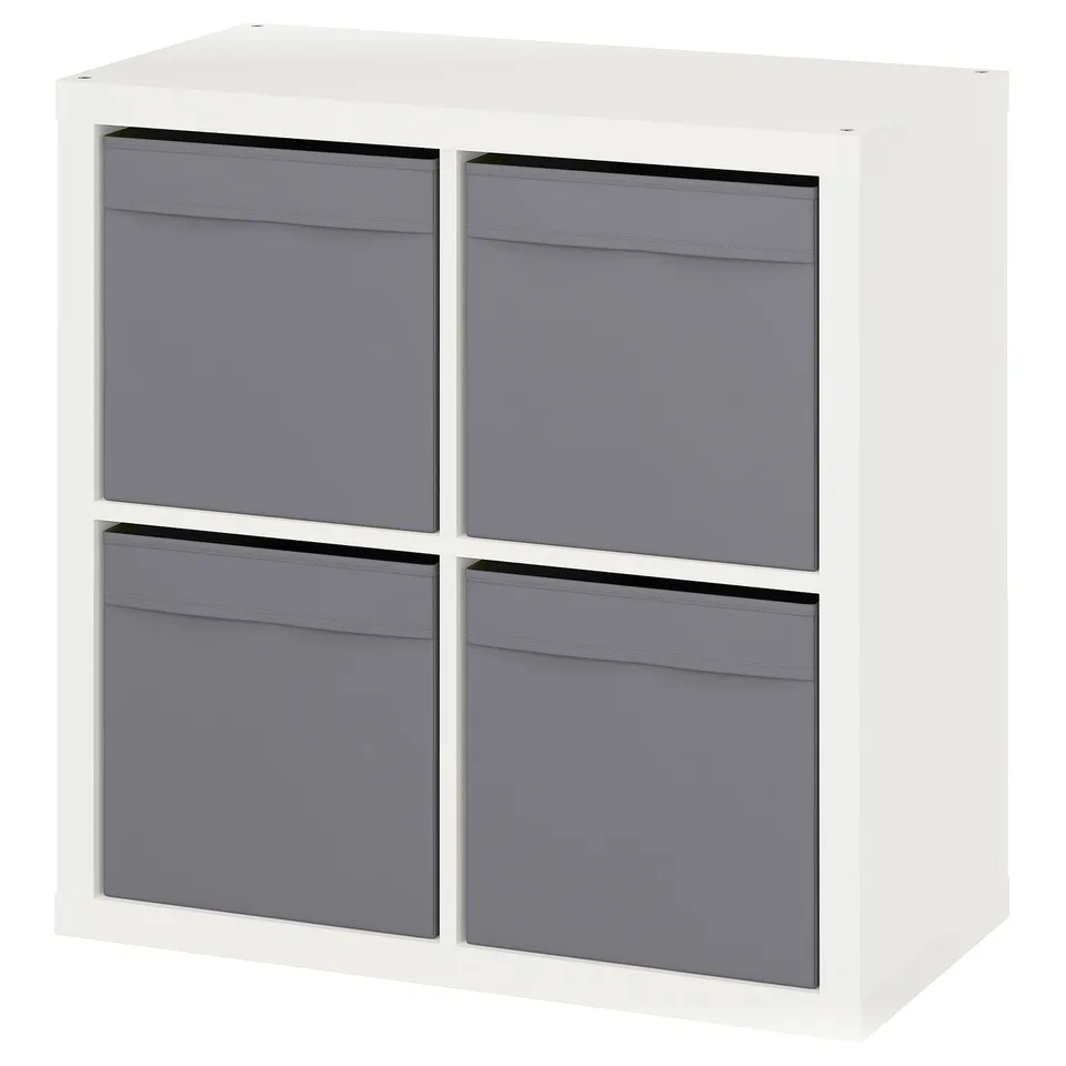 KALLAX Shelving unit, white/Dröna dark grey, 77x39x77 cm