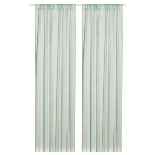 TERESIA sheer curtains, 1 pair, light green/with rod pocket, Length 250 cm