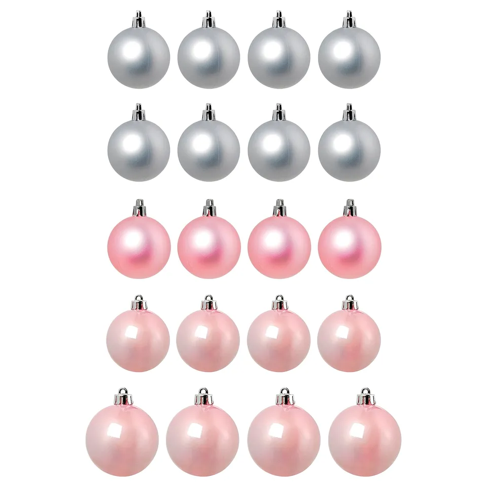 VINTERFINT Tree ornament set of 20, pink/silver-colour