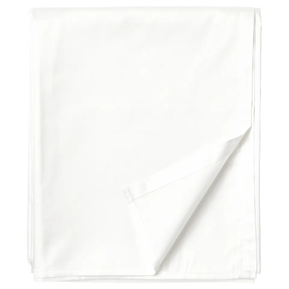 Natattjasmin: white bed sheet, rectangular, sateen-woven, cotton & lyocell, smooth, plain.