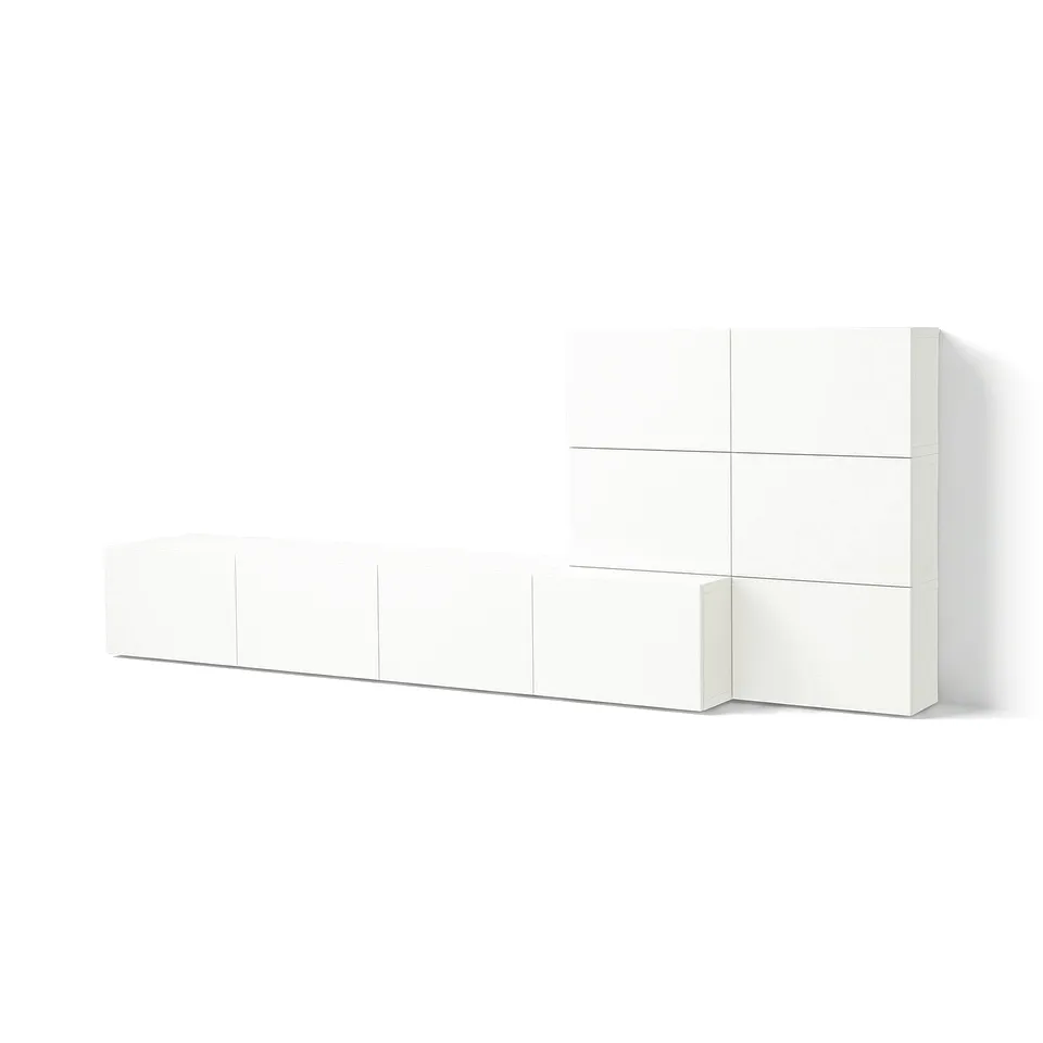 BESTÅ Media storage combination, white Lappviken/white, 300x42x114 cm