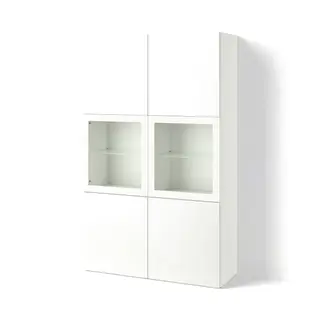 BESTÅ storage combination w glass doors, white/Förvaltare white, 120x42x193 cm