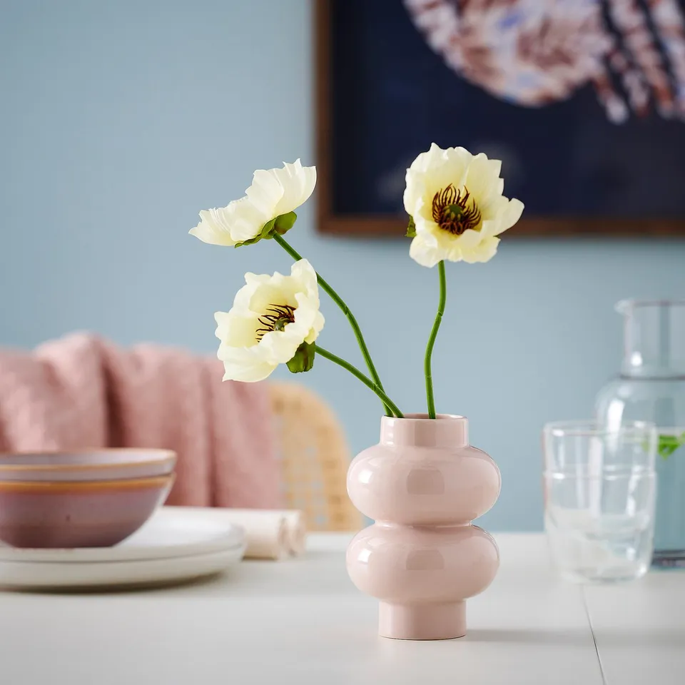 PÄRLHÄGG Vase, light pink, 14 cm