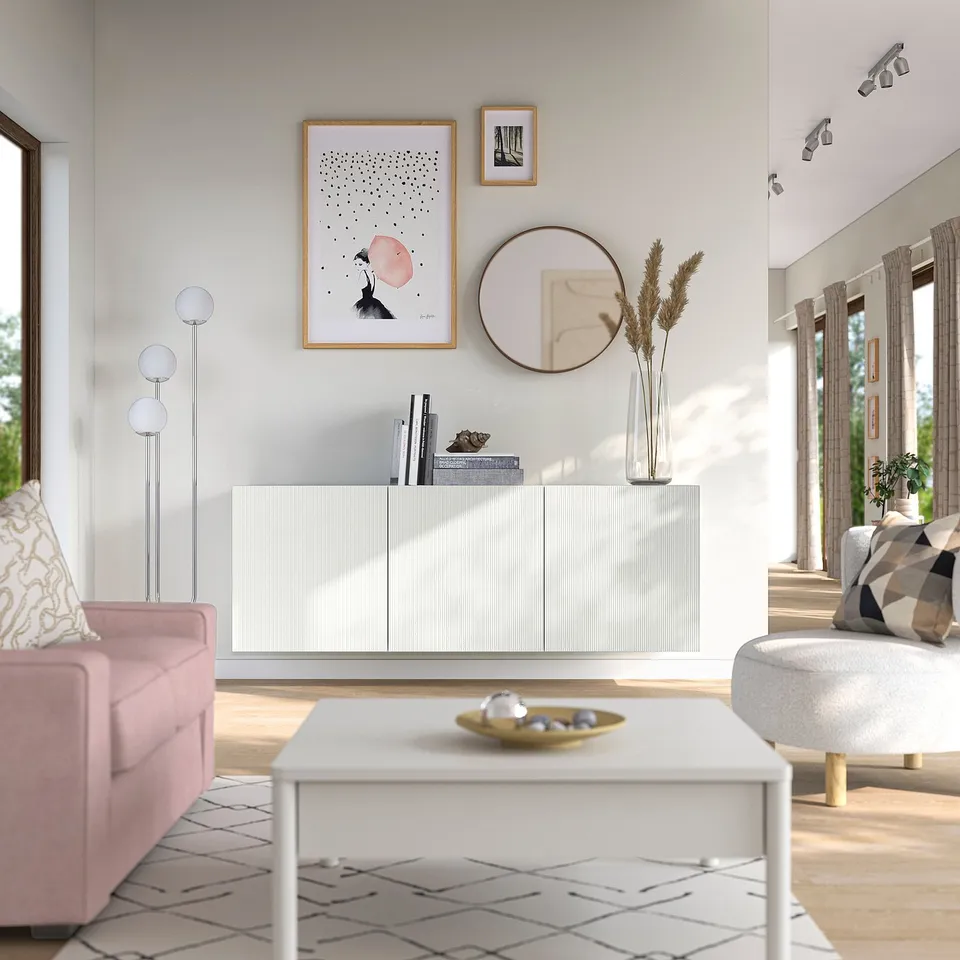 BESTÅ Wall-mounted cabinet combination, white/Förvaltare white, 180x42x64 cm