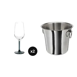 RÖDRÄKA/SOLDRÄNKT set: champagne glass + wine cooler