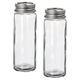 CITRONHAJ salt and pepper shakers, clear glass/stainless steel, 12 cm