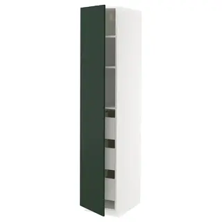 METOD / MAXIMERA high cabinet with drawers, white/Havstorp deep green, 40x60x200 cm