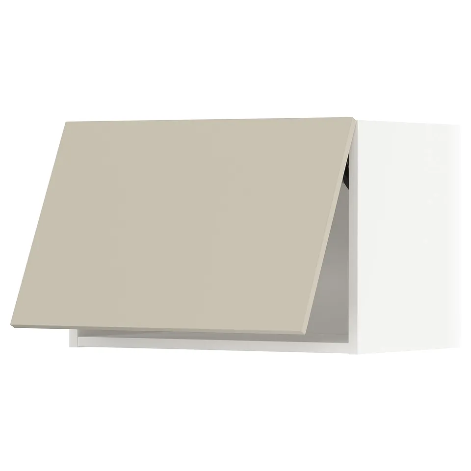 Modern beige METOD kitchen cabinet, sleek rectangular shape, smooth finish.