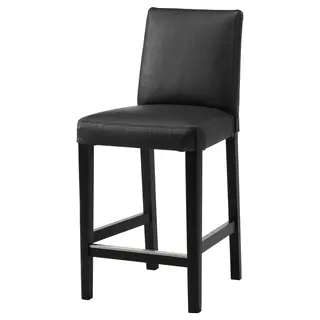 BERGMUND bar stool with backrest, counter height black/Glose black, 62 cm