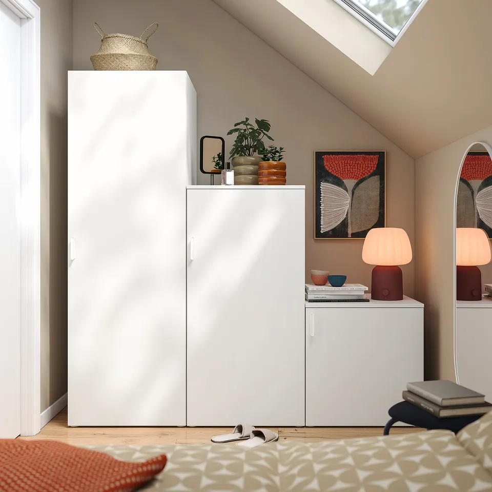PLATSA Wardrobe with 3 doors, white/Fonnes white, 180x57x181 cm