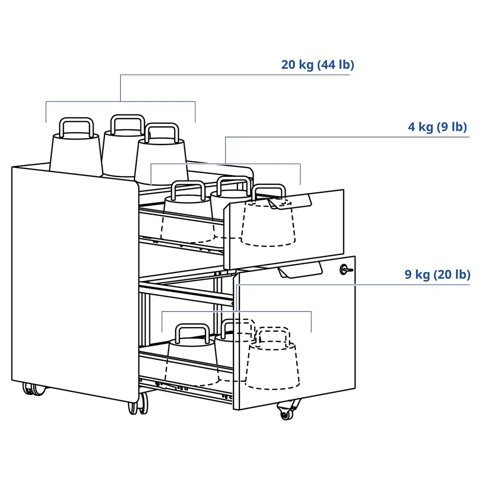 TROTTEN Drawer unit w 2 drawers on castors, anthracite